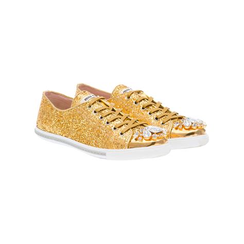 miu miu gold glitter shoes|Women's glitter and chunky sneakers .